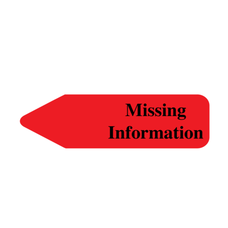 NEVS Labeling Flag - Imprinted - Missing Information - Red - 9/16" x 2" NEV81364